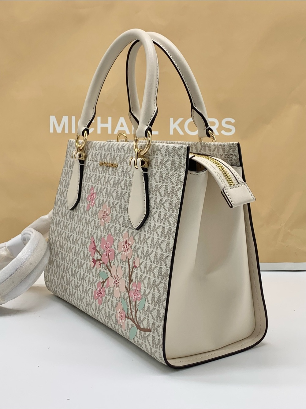 Michael Kors Marilyn Medium Embellished Signature Logo Satchel - Picture 2 of 14
